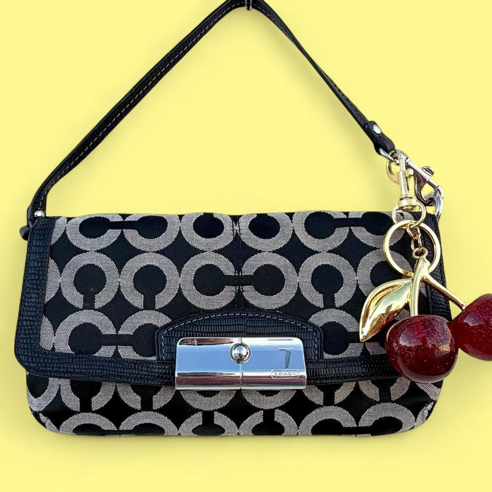 vintage Coach handbag wristlet mini purse Signature "C" pattern